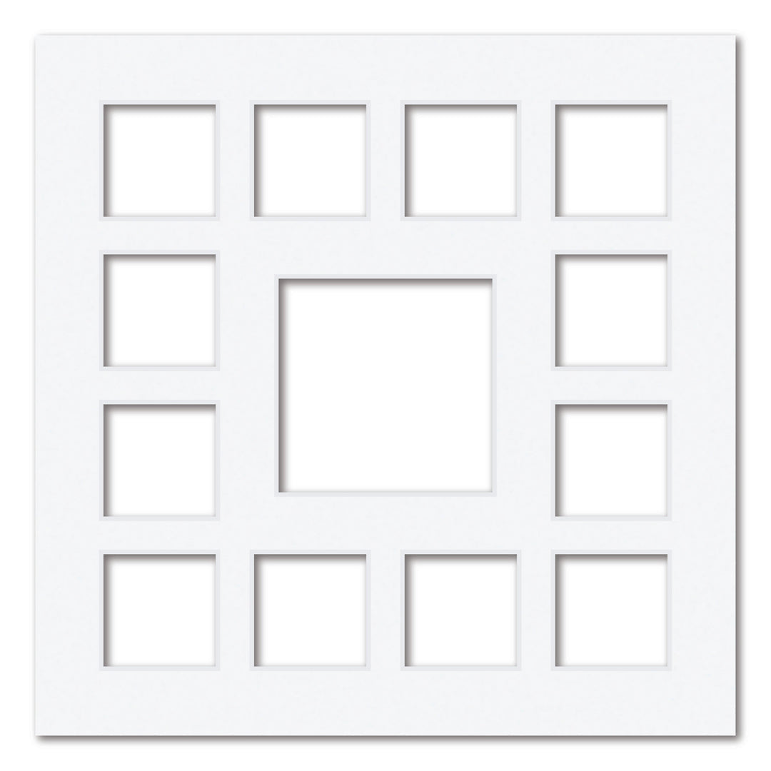 13 Window (2.5x2.5 & 4x4in) Square Collage Photo Mat Board Ultimate White Acid-Free Mat Board from our Mat Boards collection by Profile Products (Australia) Pty Ltd