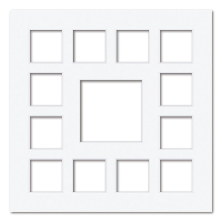 13 Window (2.5x2.5 & 4x4in) Square Collage Photo Mat Board Ultimate White Acid-Free Mat Board from our Mat Boards collection by Profile Products (Australia) Pty Ltd