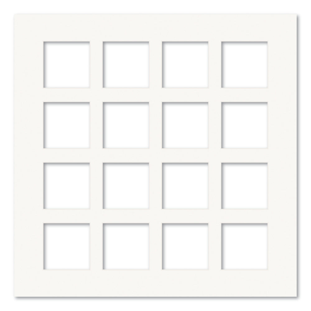 16 Window (4x4in) Square Collage Photo Mat Board Ice White Acid-Free Mat Board from our Mat Boards collection by Profile Products (Australia) Pty Ltd