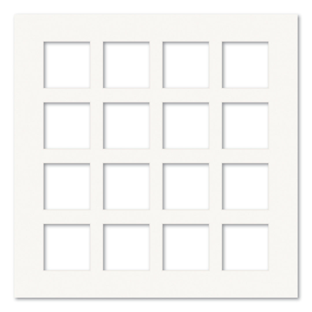 16 Window (4x4in) Square Collage Photo Mat Board Ice White Acid-Free Mat Board from our Mat Boards collection by Profile Products (Australia) Pty Ltd