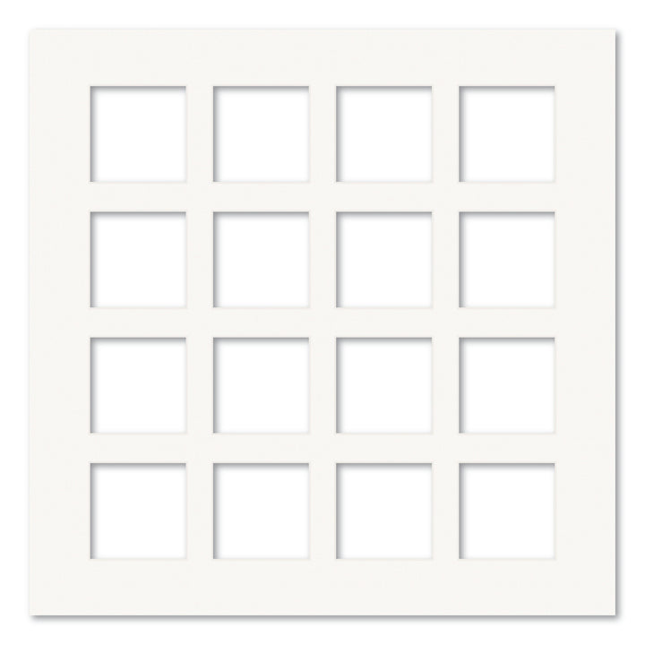 16 Window (4x4in) Square Collage Photo Mat Board Ice White Acid-Free Mat Board from our Mat Boards collection by Profile Products (Australia) Pty Ltd