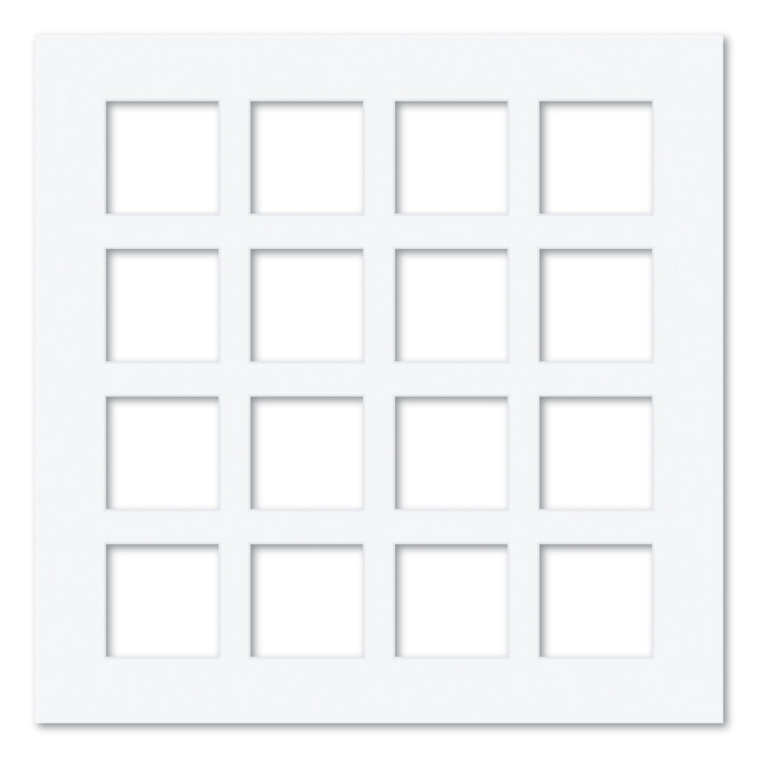 16 Window (4x4in) Square Collage Photo Mat Board Ultimate White Acid-Free Mat Board from our Mat Boards collection by Profile Products (Australia) Pty Ltd