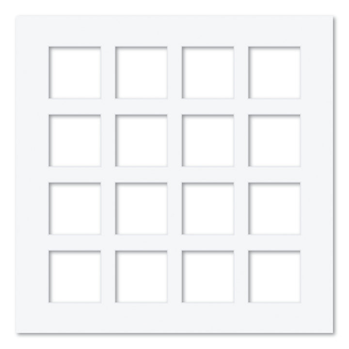 16 Window (4x4in) Square Collage Photo Mat Board Ultimate White Acid-Free Mat Board from our Mat Boards collection by Profile Products (Australia) Pty Ltd