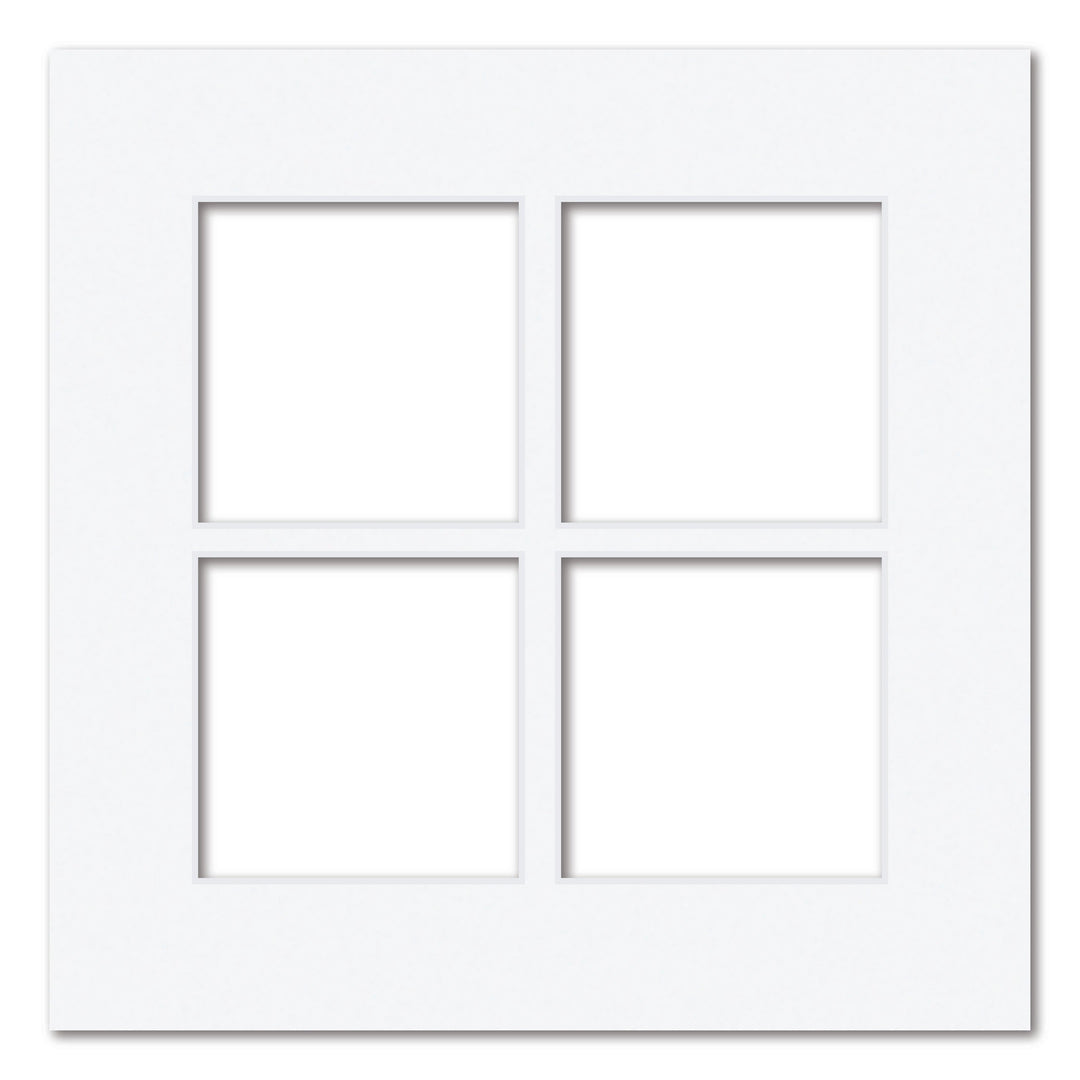 4 Window (4x4in) Square Collage Photo Mat Board Ultimate White Acid-Free Mat Board from our Mat Boards collection by Profile Products (Australia) Pty Ltd