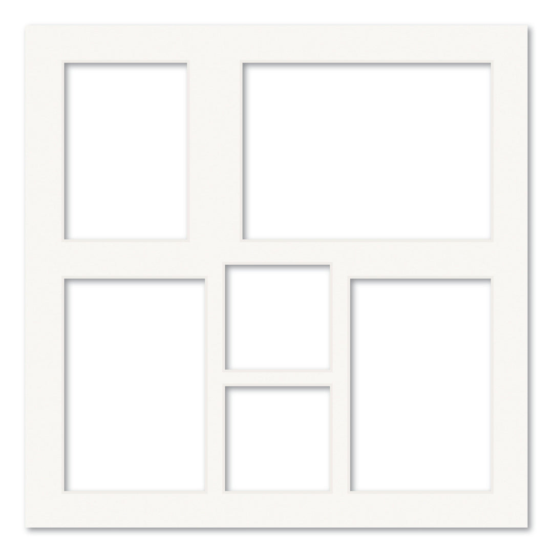 6 Window (Mixed Sizes) Square Collage Photo Mat Board Ice White Acid-Free Mat Board from our Mat Boards collection by Profile Products (Australia) Pty Ltd