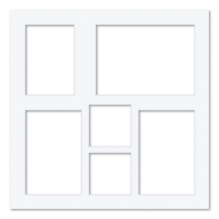 6 Window (Mixed Sizes) Square Collage Photo Mat Board Ultimate White Acid-Free Mat Board from our Mat Boards collection by Profile Products (Australia) Pty Ltd