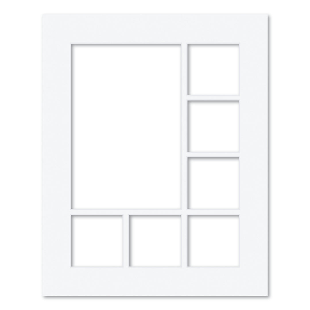 7 Window (4x4 & 8x12in) Collage Photo Mat Board Ultimate White Acid-Free Mat Board from our Mat Boards collection by Profile Products (Australia) Pty Ltd