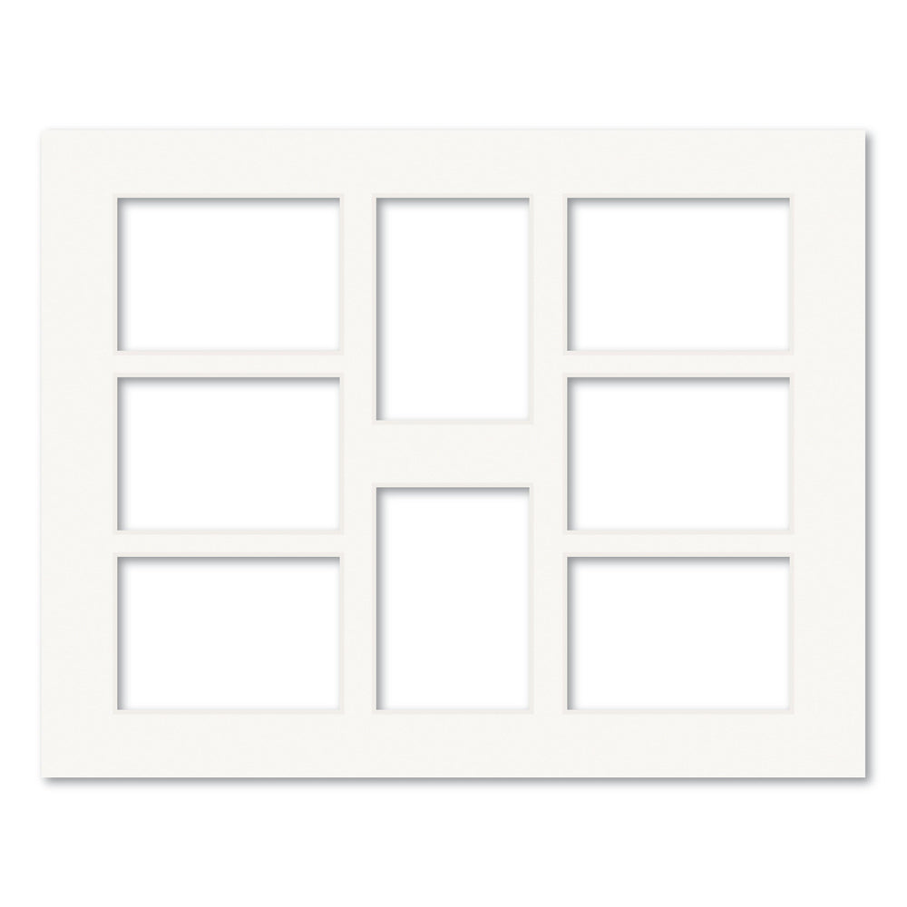 8 Window (3x4in) Collage Photo Mat Board Ice White Acid-Free Mat Board from our Mat Boards collection by Profile Products (Australia) Pty Ltd