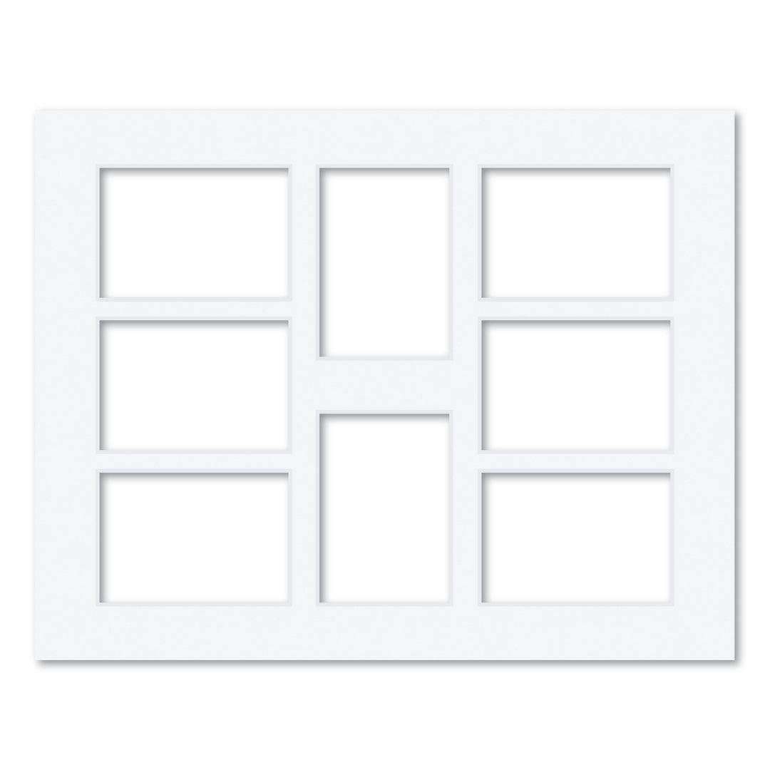 8 Window (3x4in) Collage Photo Mat Board Ultimate White Acid-Free Mat Board from our Mat Boards collection by Profile Products (Australia) Pty Ltd