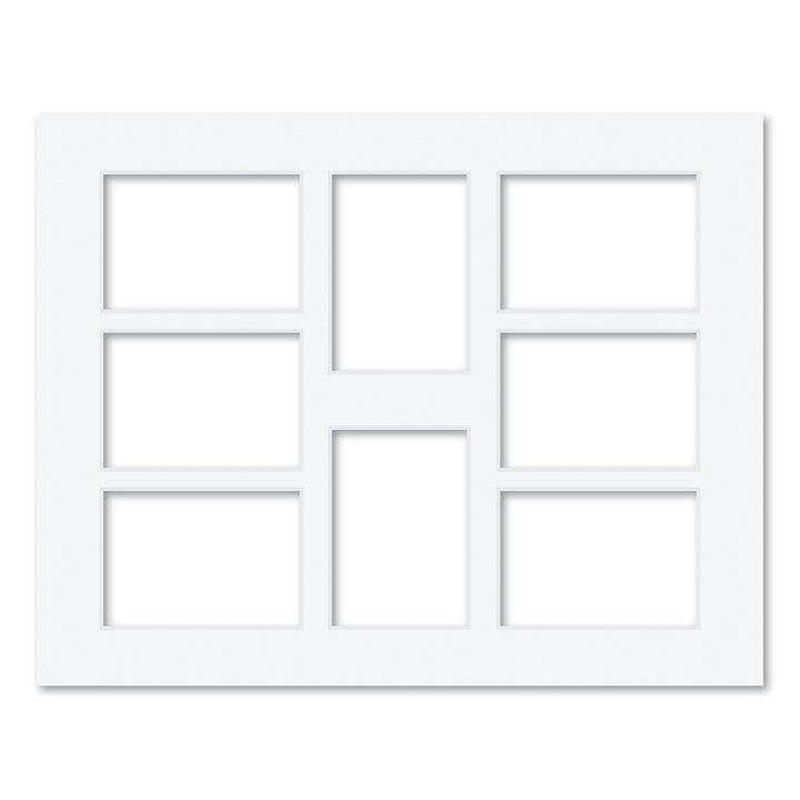 8 Window (3x4in) Collage Photo Mat Board Ultimate White Acid-Free Mat Board from our Mat Boards collection by Profile Products (Australia) Pty Ltd