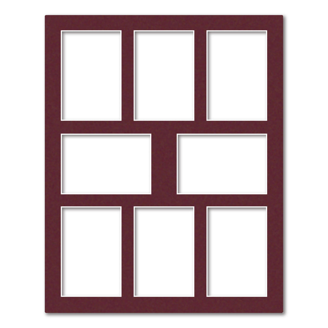 8 Window (4x6in) Collage Photo Mat Board Burgundy Maroon Acid-Free Mat Board from our Mat Boards collection by Profile Products (Australia) Pty Ltd