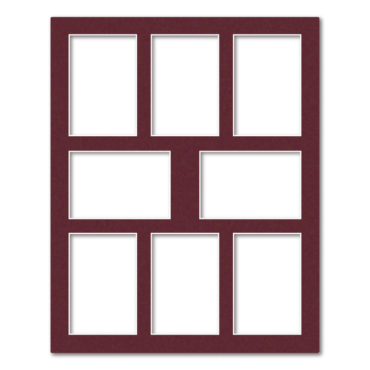 8 Window (4x6in) Collage Photo Mat Board Burgundy Maroon Acid-Free Mat Board from our Mat Boards collection by Profile Products (Australia) Pty Ltd