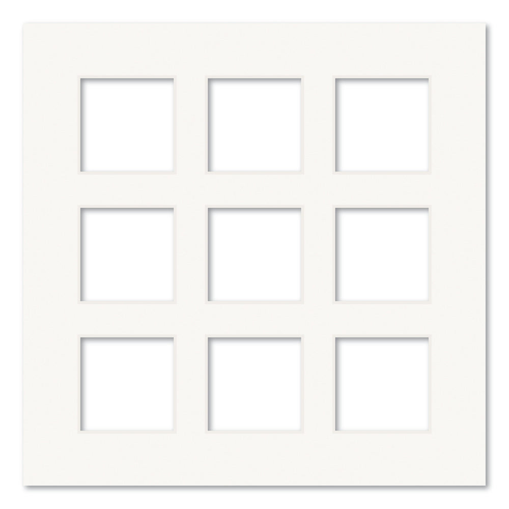 9 Window (2.5x2.5in) Square Collage Photo Mat Board Ice White Acid-Free Mat Board from our Mat Boards collection by Profile Products (Australia) Pty Ltd