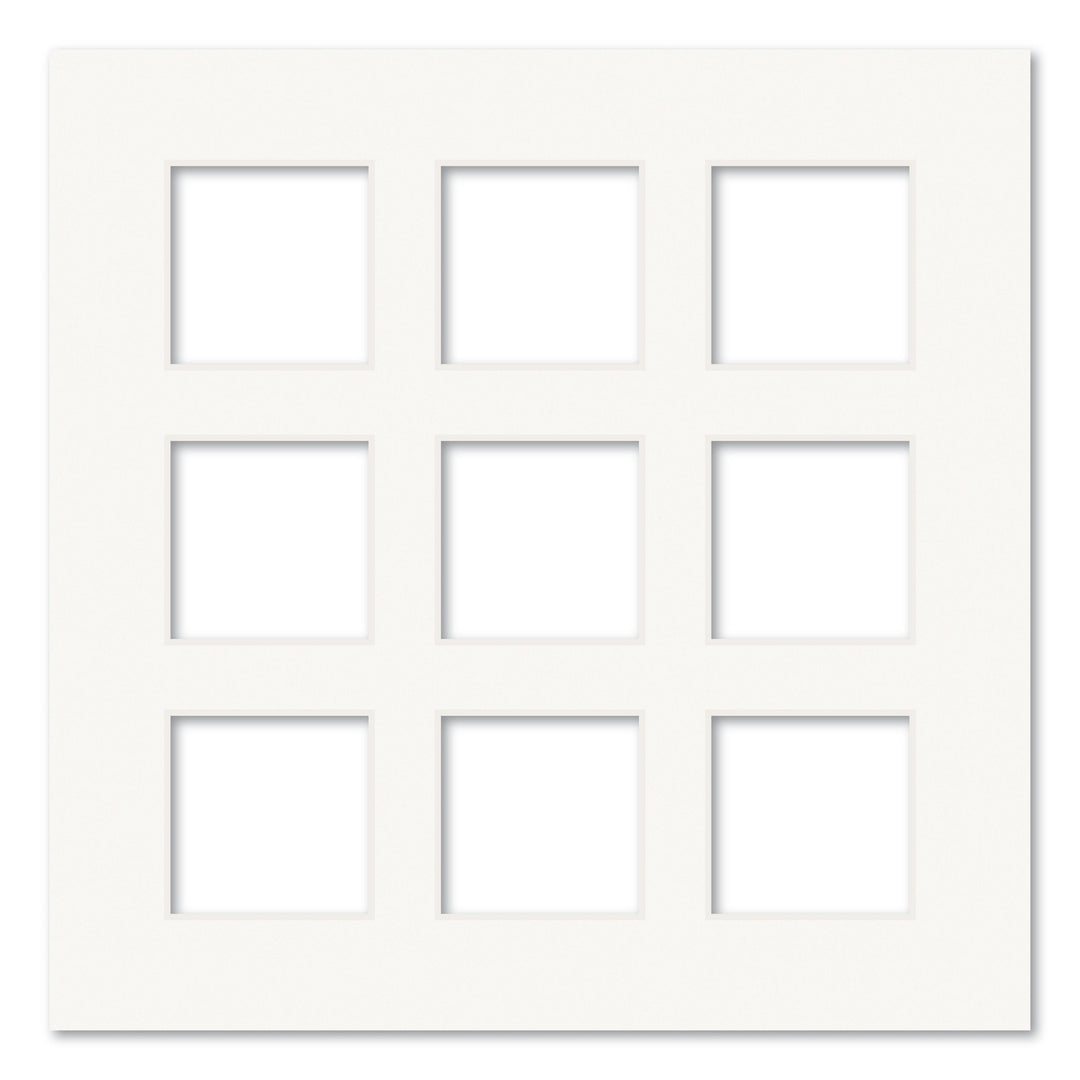 9 Window (2.5x2.5in) Square Collage Photo Mat Board Ice White Acid-Free Mat Board from our Mat Boards collection by Profile Products (Australia) Pty Ltd