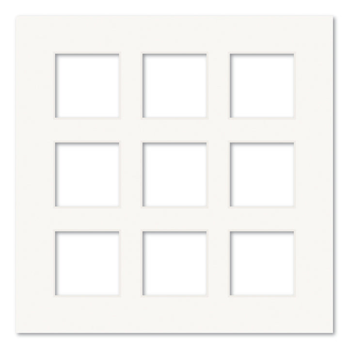 9 Window (2.5x2.5in) Square Collage Photo Mat Board Ice White Acid-Free Mat Board from our Mat Boards collection by Profile Products (Australia) Pty Ltd