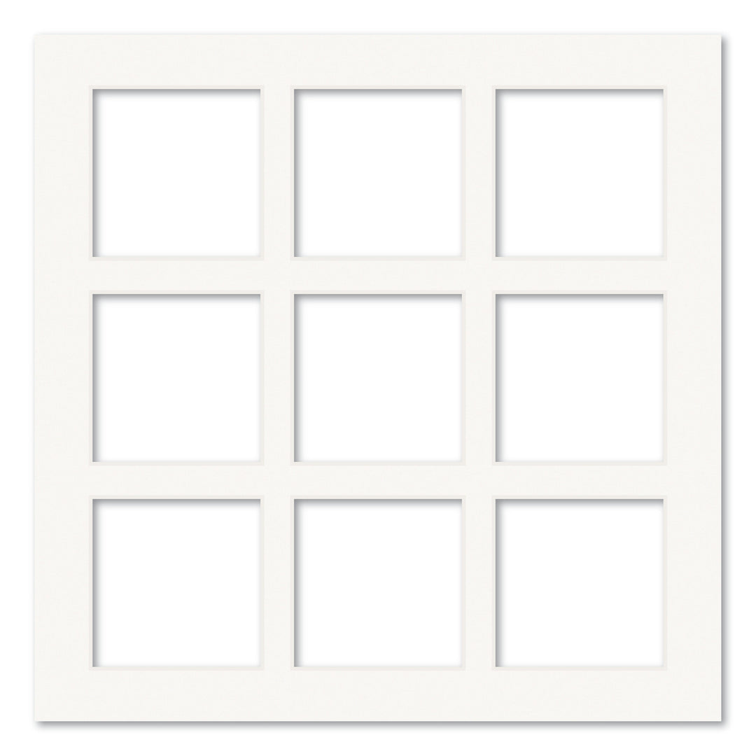 9 Window (3.5x3.5in) Square Collage Photo Mat Board Ice White Acid-Free Mat Board from our Mat Boards collection by Profile Products (Australia) Pty Ltd