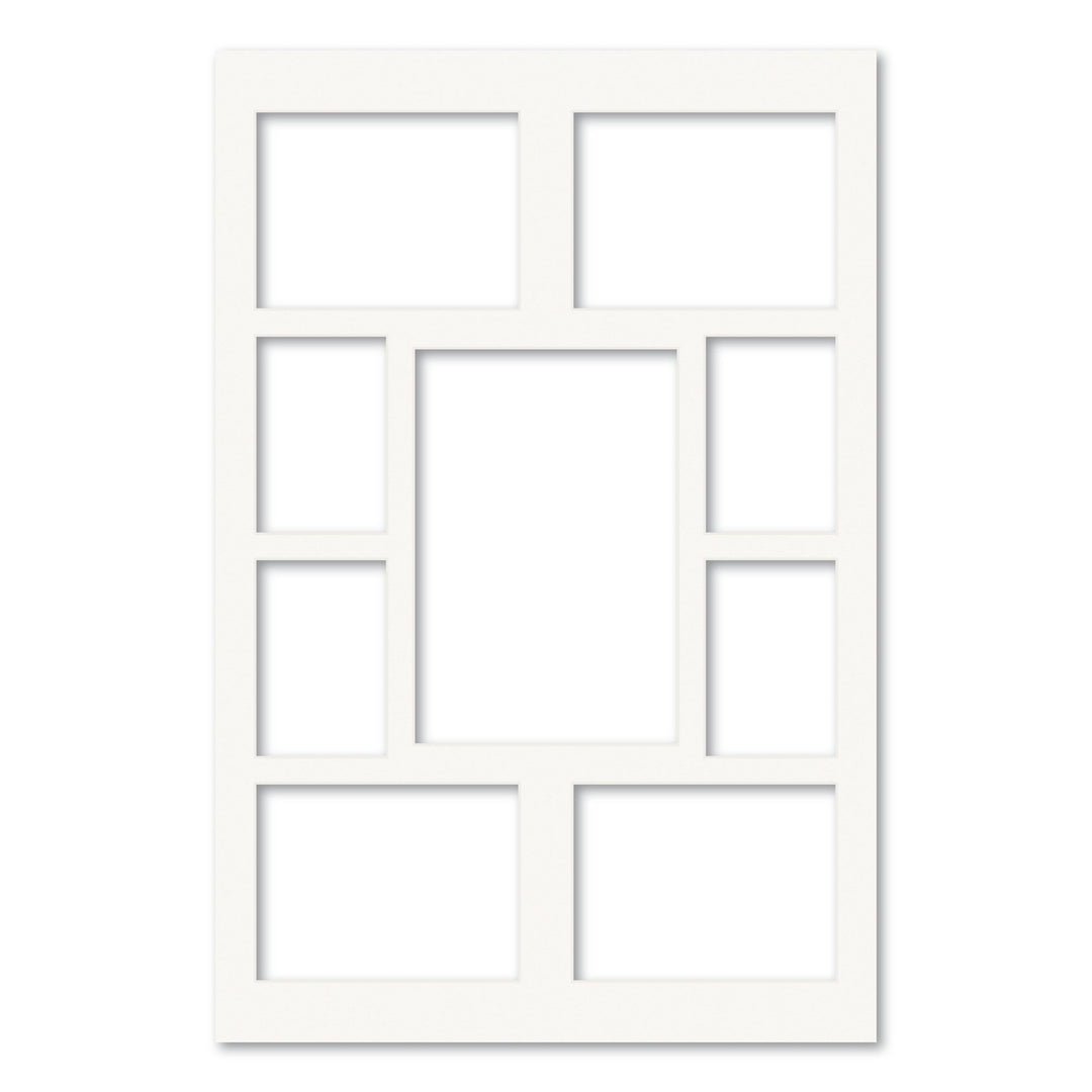 9 Window (4x6, 6x8 & 8x12in) Collage Photo Mat Board Ice White Acid-Free Mat Board from our Mat Boards collection by Profile Products (Australia) Pty Ltd