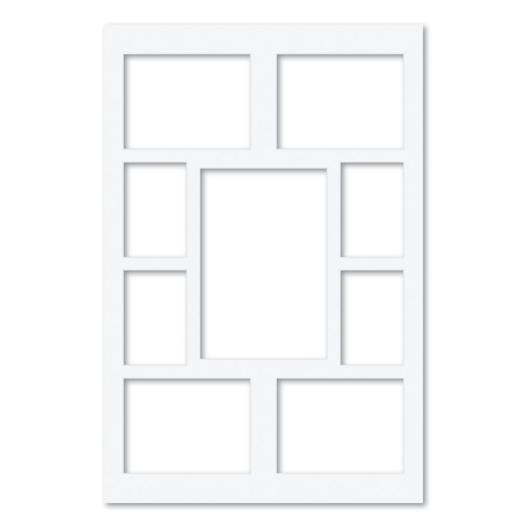 9 Window (4x6, 6x8 & 8x12in) Collage Photo Mat Board Ultimate White Acid-Free Mat Board from our Mat Boards collection by Profile Products (Australia) Pty Ltd