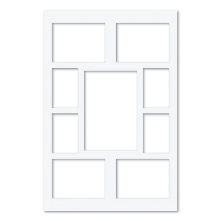 9 Window (4x6, 6x8 & 8x12in) Collage Photo Mat Board Ultimate White Acid-Free Mat Board from our Mat Boards collection by Profile Products (Australia) Pty Ltd