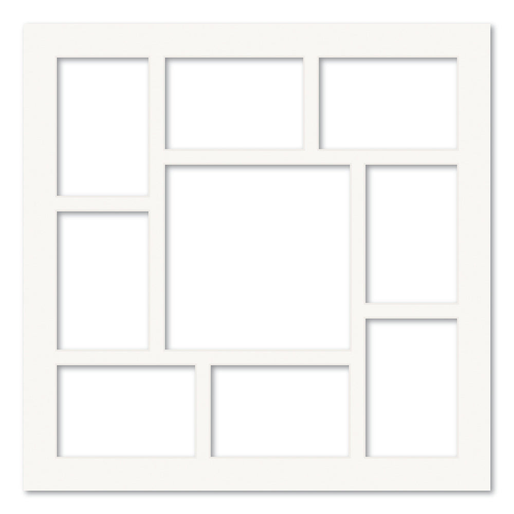 9 Window (4x6 & 8x8in) Square Collage Photo Mat Board Ice White Acid-Free Mat Board from our Mat Boards collection by Profile Products (Australia) Pty Ltd