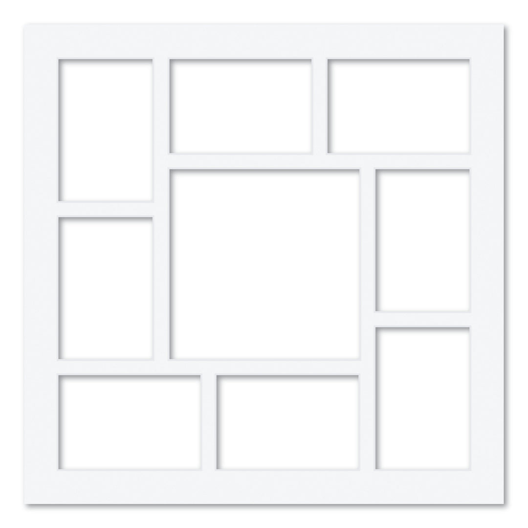 9 Window (4x6 & 8x8in) Square Collage Photo Mat Board Ultimate White Acid-Free Mat Board from our Mat Boards collection by Profile Products (Australia) Pty Ltd