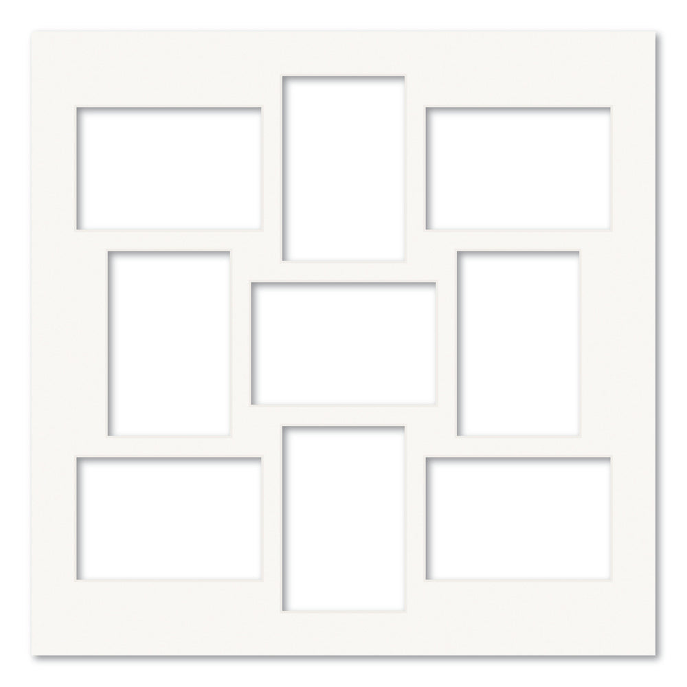 9 Window (4x6in) Square Collage Photo Mat Board Ice White Acid-Free Mat Board from our Mat Boards collection by Profile Products (Australia) Pty Ltd