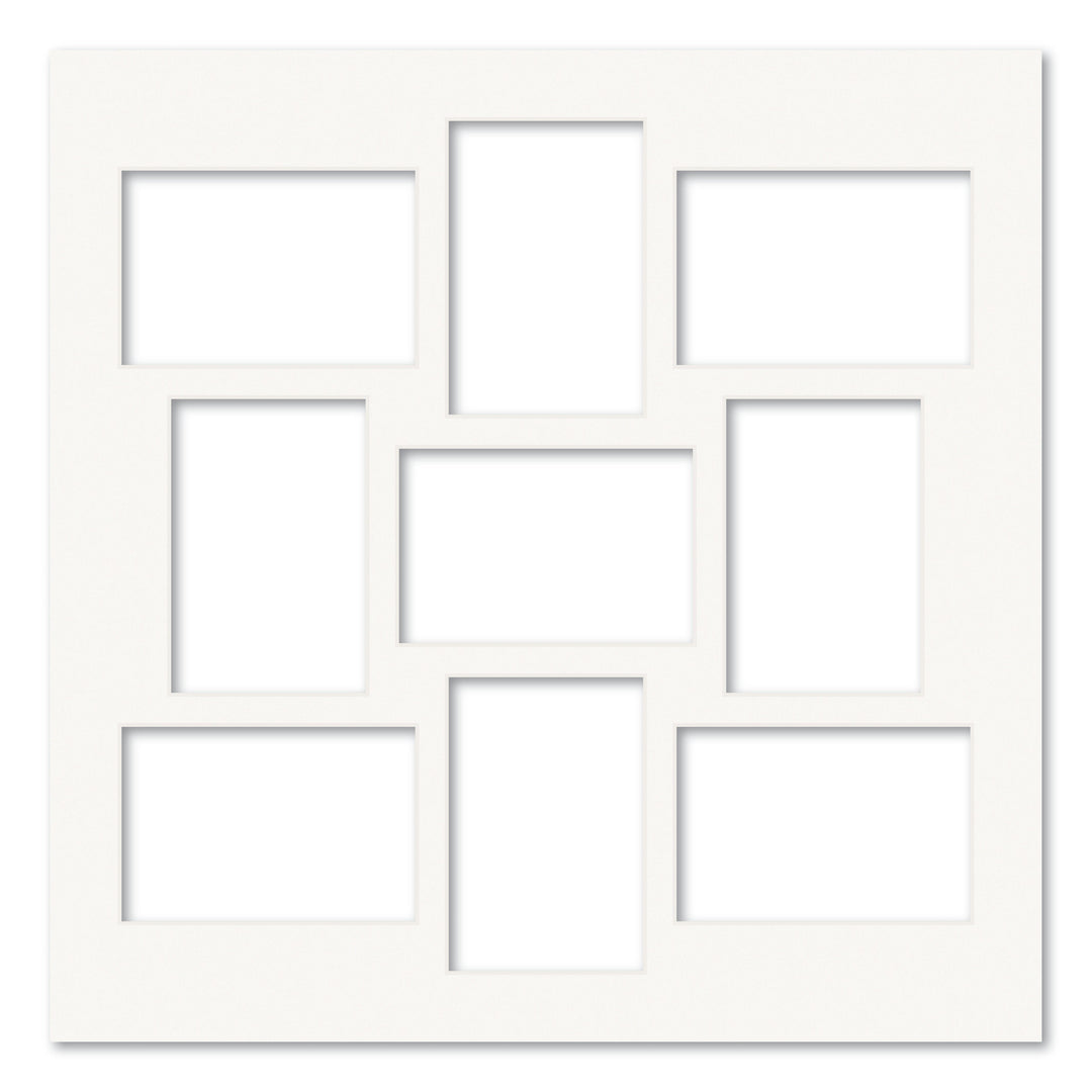 9 Window (4x6in) Square Collage Photo Mat Board Ice White Acid-Free Mat Board from our Mat Boards collection by Profile Products (Australia) Pty Ltd