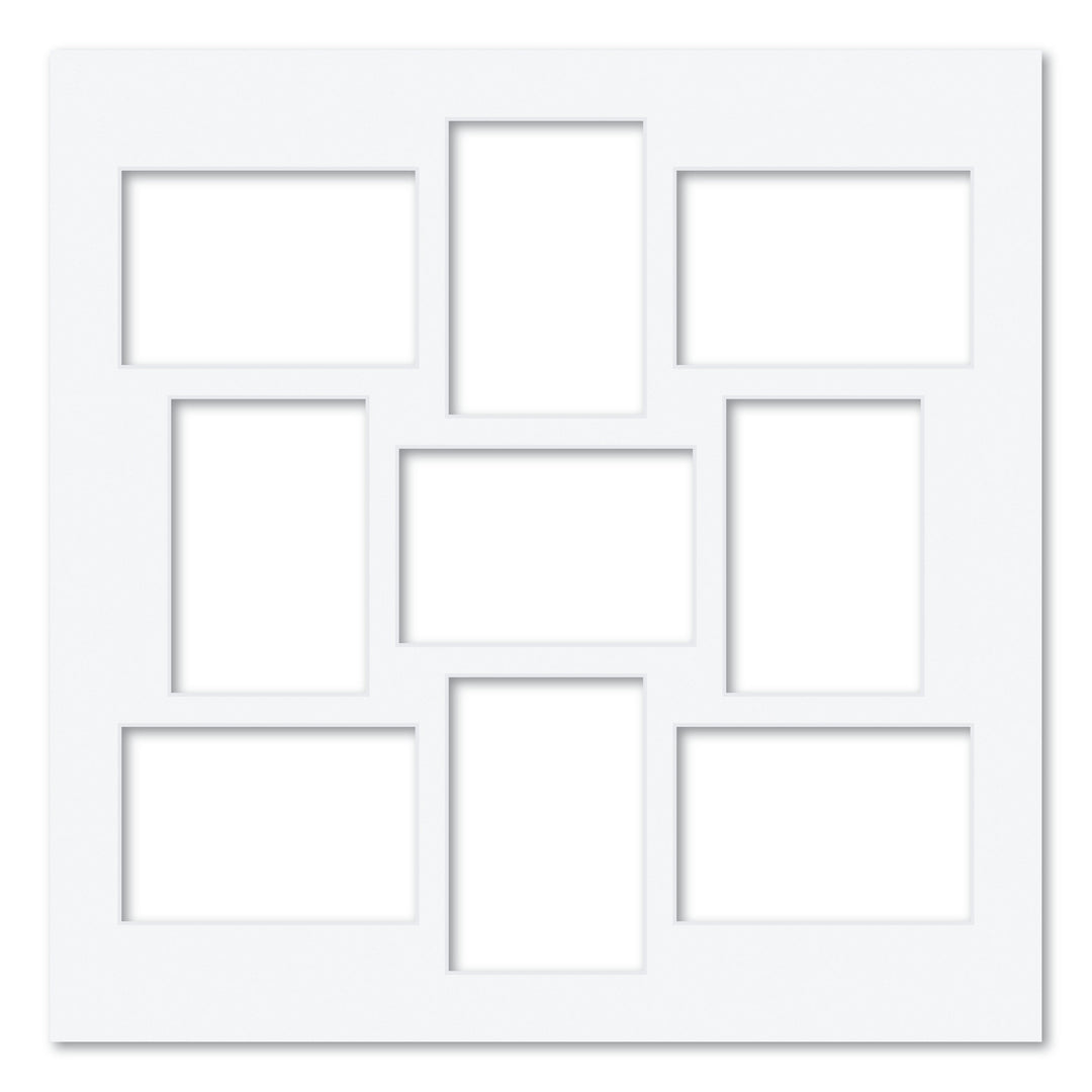 9 Window (4x6in) Square Collage Photo Mat Board Ultimate White Acid-Free Mat Board from our Mat Boards collection by Profile Products (Australia) Pty Ltd