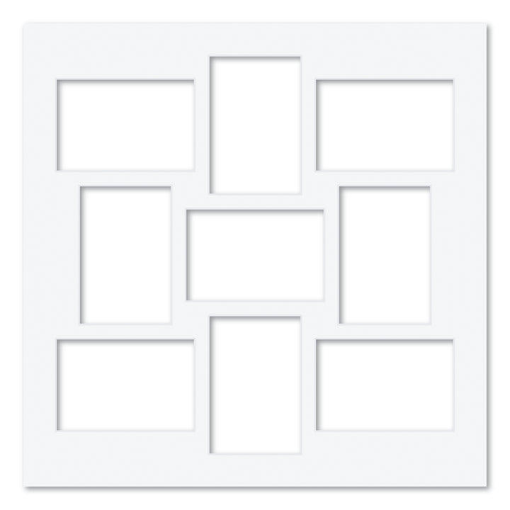 9 Window (4x6in) Square Collage Photo Mat Board Ultimate White Acid-Free Mat Board from our Mat Boards collection by Profile Products (Australia) Pty Ltd