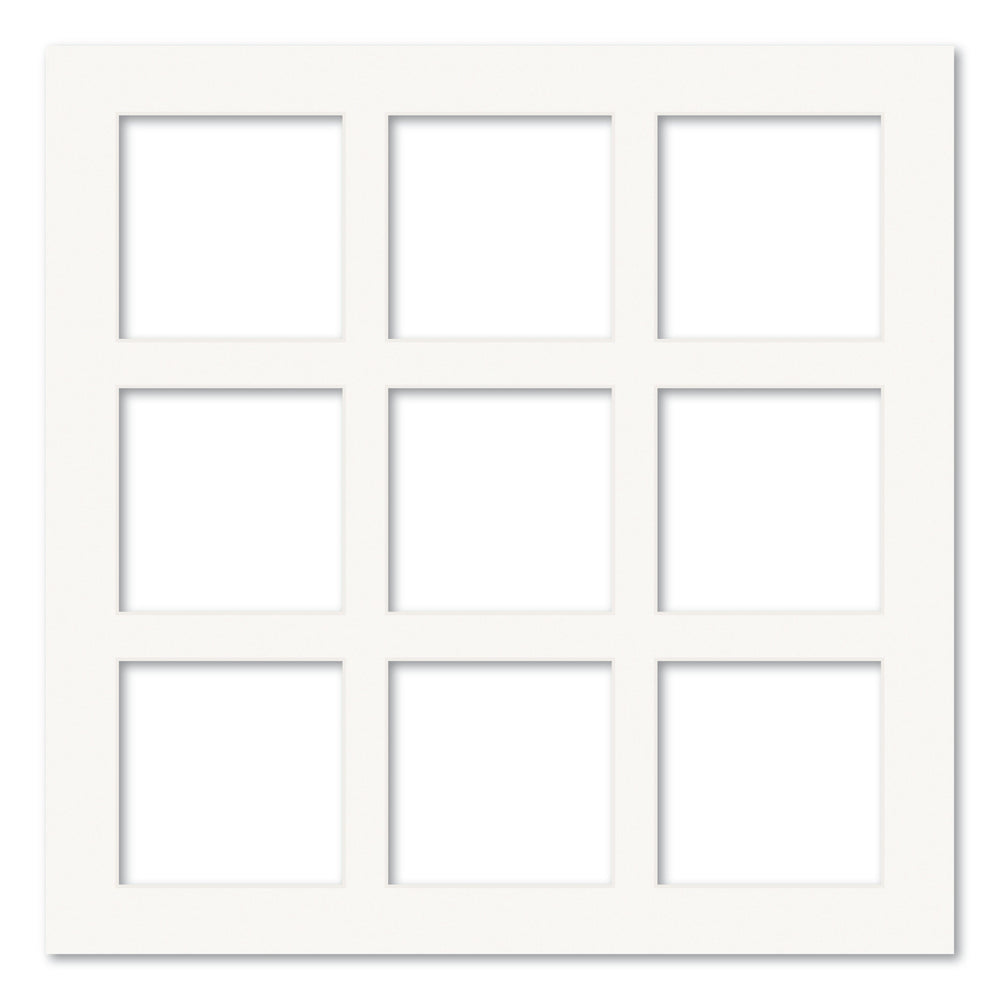 9 Window (5x5in) Square Collage Photo Mat Board Ice White Acid-Free Mat Board from our Mat Boards collection by Profile Products (Australia) Pty Ltd