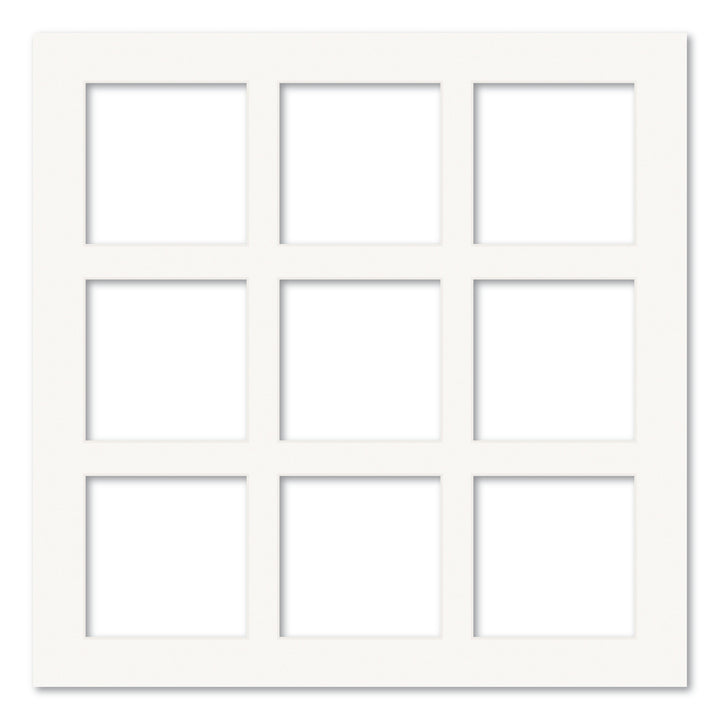 9 Window (5x5in) Square Collage Photo Mat Board Ice White Acid-Free Mat Board from our Mat Boards collection by Profile Products (Australia) Pty Ltd