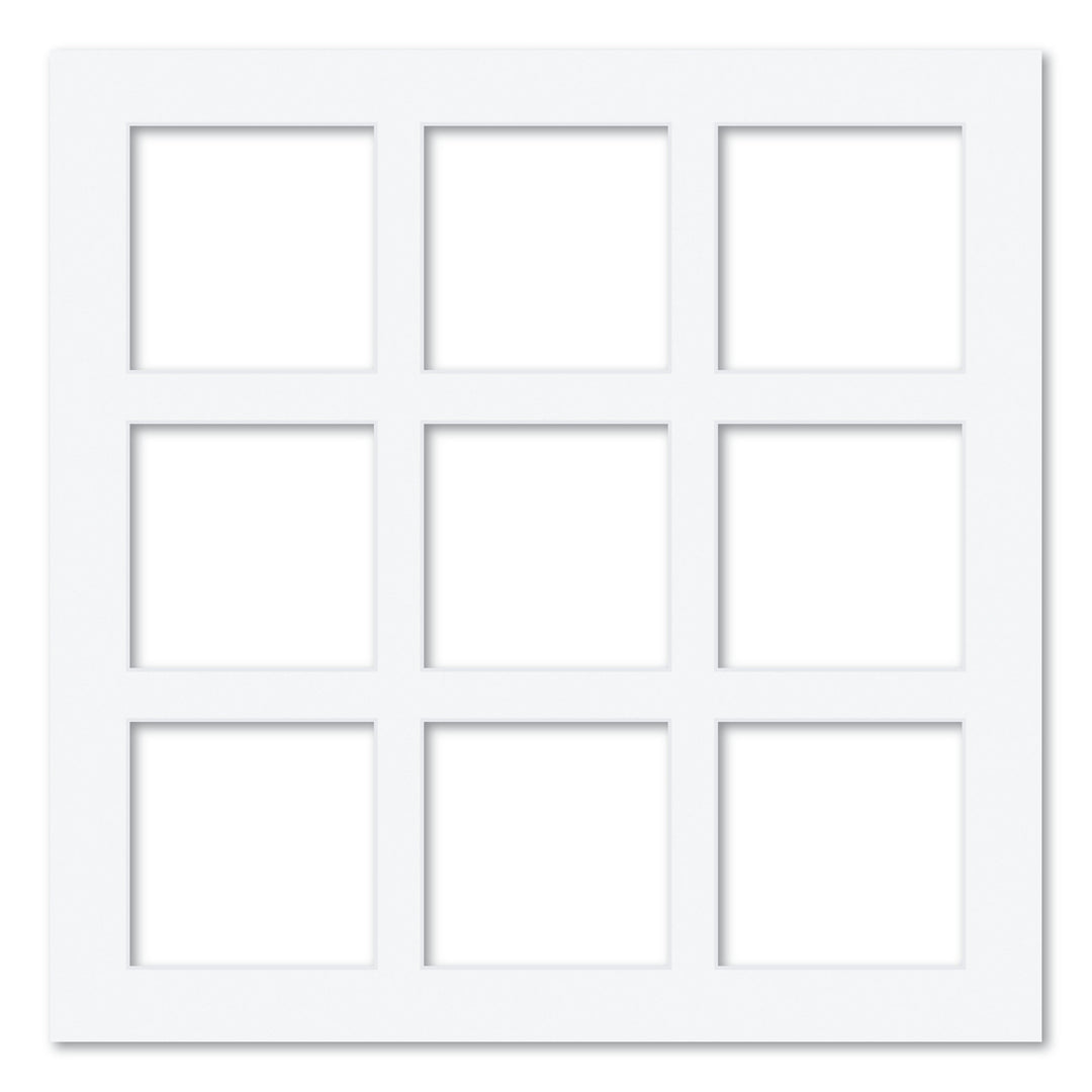 9 Window (5x5in) Square Collage Photo Mat Board Ultimate White Acid-Free Mat Board from our Mat Boards collection by Profile Products (Australia) Pty Ltd