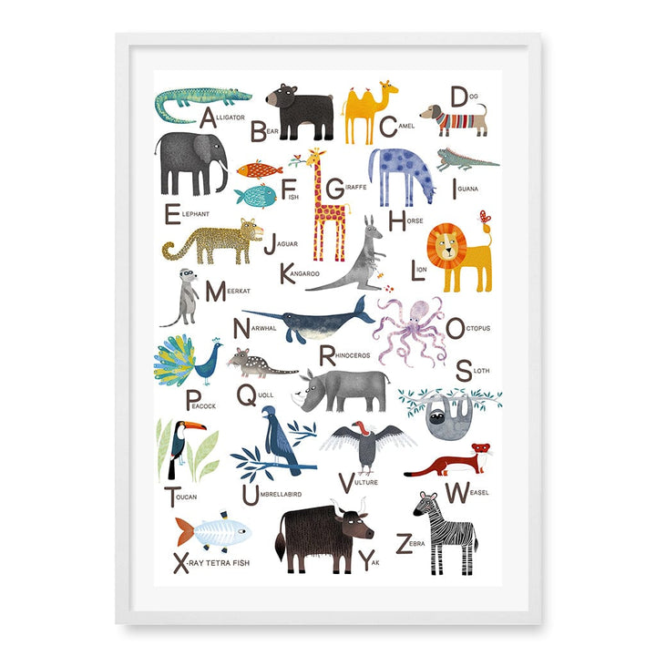 Alphabet Animals  Educational Nursery Wall Art Print from our Australian Made Framed Wall Art, Prints & Posters collection by Profile Products (Australia) Pty Ltd