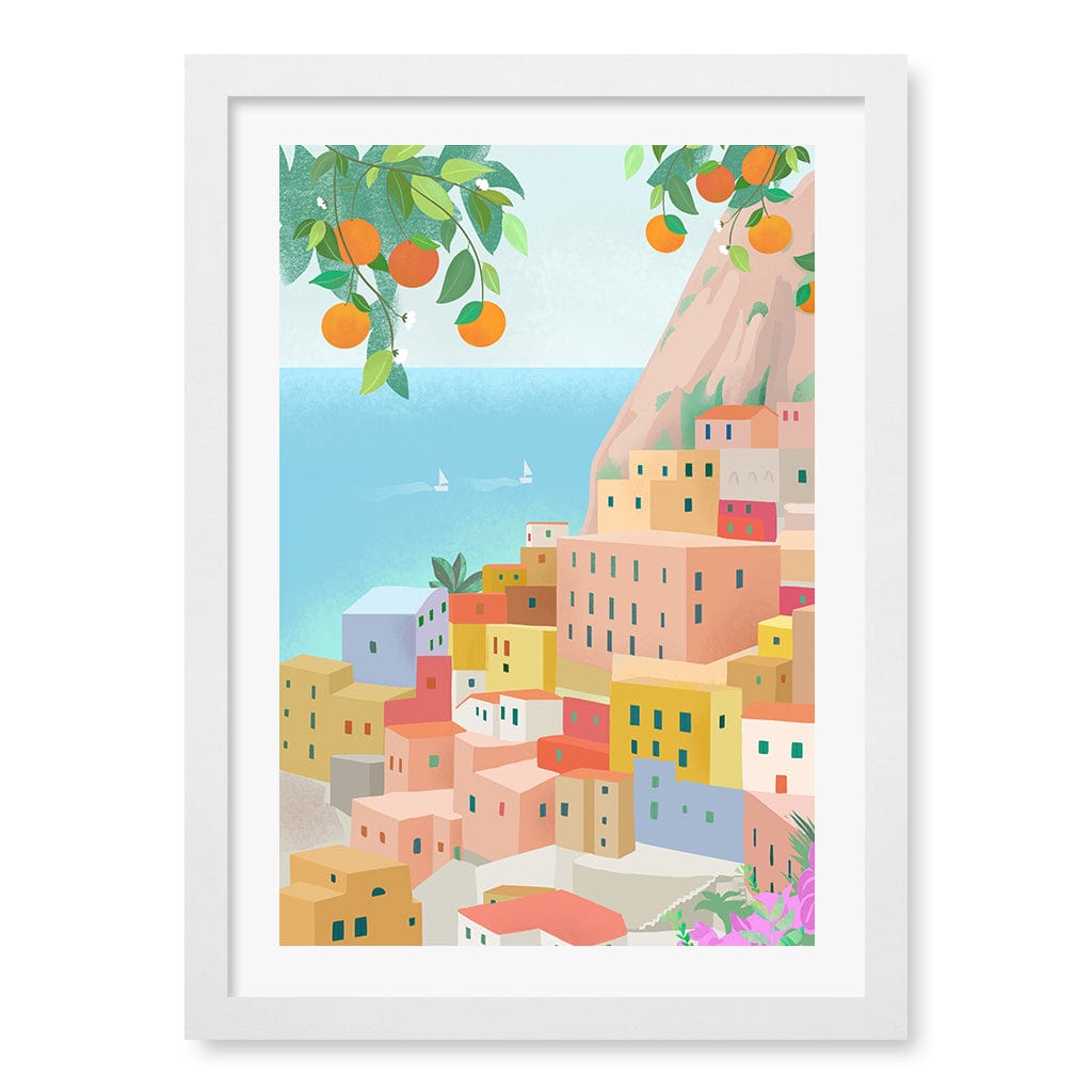 Amalfi Wall Art Print A3 (29.7 x 42cm) / Matte White Frame / White Border from our Australian Made Wall Art collection by Profile Australia
