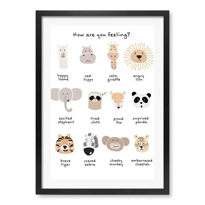 Animal Emotions Kids Wall Art Print A2 (42 x 59.4cm) / Matte Black Frame / White Border from our Australian Made Framed Wall Art, Prints & Posters collection by Profile Products (Australia) Pty Ltd