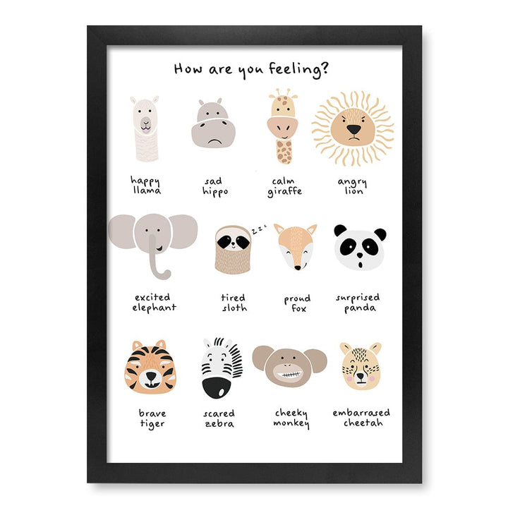 Animal Emotions Kids Wall Art Print A3 (29.7 x 42cm) / Matte Black Frame / No Border from our Australian Made Framed Wall Art, Prints & Posters collection by Profile Products (Australia) Pty Ltd