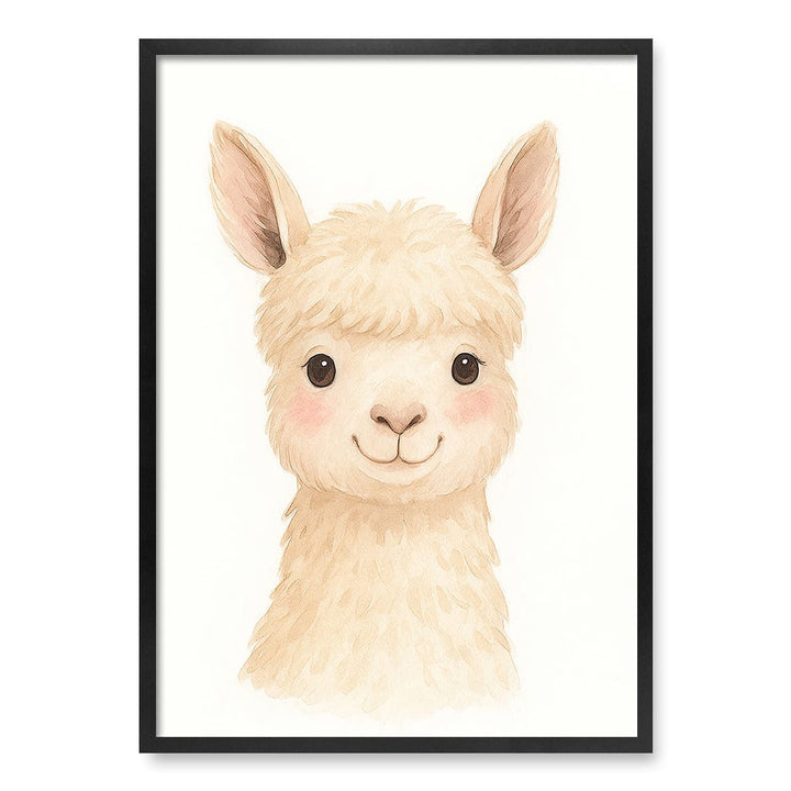 Animal Friends Alpaca Children's Wall Art Print A1 (59.4 x 84.1cm) / Matte Black Frame / No Border from our Australian Made Framed Wall Art, Prints & Posters collection by Profile Products (Australia) Pty Ltd