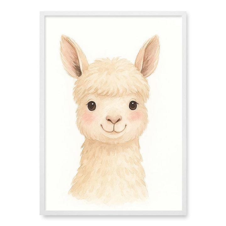 Animal Friends Alpaca Children's Wall Art Print A1 (59.4 x 84.1cm) / Matte White Frame / No Border from our Australian Made Framed Wall Art, Prints & Posters collection by Profile Products (Australia) Pty Ltd