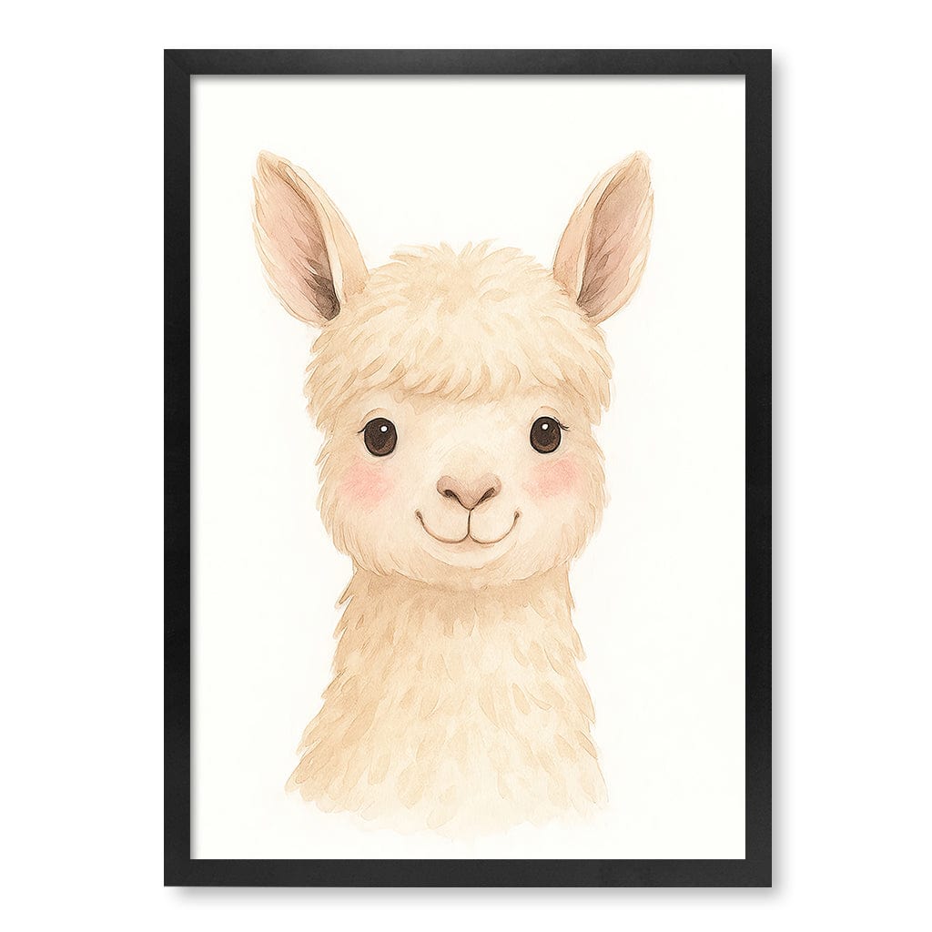 Animal Friends Alpaca Children's Wall Art Print A2 (42 x 59.4cm) / Matte Black Frame / No Border from our Australian Made Framed Wall Art, Prints & Posters collection by Profile Products (Australia) Pty Ltd