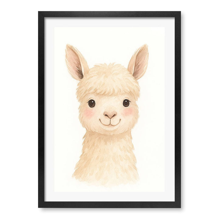 Animal Friends Alpaca Children's Wall Art Print A2 (42 x 59.4cm) / Matte Black Frame / White Border from our Australian Made Framed Wall Art, Prints & Posters collection by Profile Products (Australia) Pty Ltd