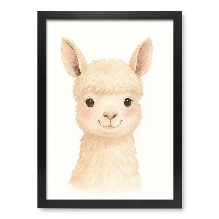 Animal Friends Alpaca Children's Wall Art Print A3 (29.7 x 42cm) / Matte Black Frame / No Border from our Australian Made Framed Wall Art, Prints & Posters collection by Profile Products (Australia) Pty Ltd