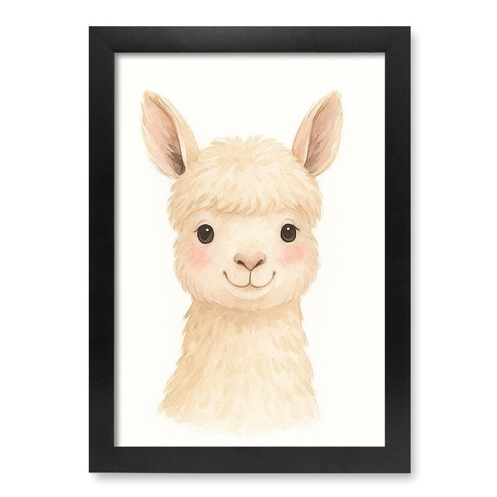 Animal Friends Alpaca Children's Wall Art Print A4 (21 x 29.7cm) / Matte Black Frame / No Border from our Australian Made Framed Wall Art, Prints & Posters collection by Profile Products (Australia) Pty Ltd