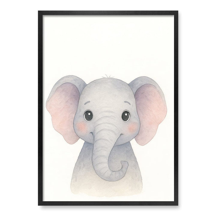 Animal Friends Elephant Children's Wall Art Print A1 (59.4 x 84.1cm) / Matte Black Frame / No Border from our Australian Made Framed Wall Art, Prints & Posters collection by Profile Products (Australia) Pty Ltd