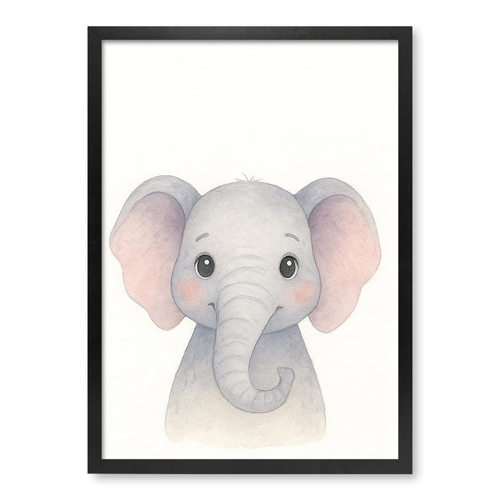 Animal Friends Elephant Children's Wall Art Print A2 (42 x 59.4cm) / Matte Black Frame / No Border from our Australian Made Framed Wall Art, Prints & Posters collection by Profile Products (Australia) Pty Ltd