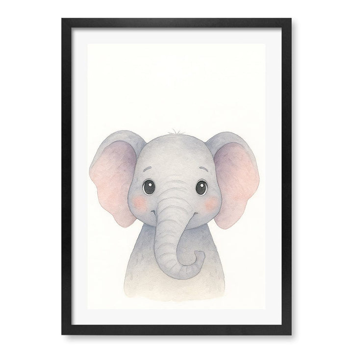 Animal Friends Elephant Children's Wall Art Print A2 (42 x 59.4cm) / Matte Black Frame / White Border from our Australian Made Framed Wall Art, Prints & Posters collection by Profile Products (Australia) Pty Ltd