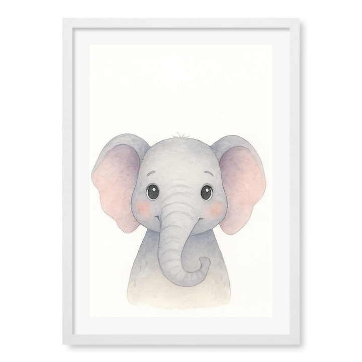 Animal Friends Elephant Children's Wall Art Print A2 (42 x 59.4cm) / Matte White Frame / White Border from our Australian Made Framed Wall Art, Prints & Posters collection by Profile Products (Australia) Pty Ltd