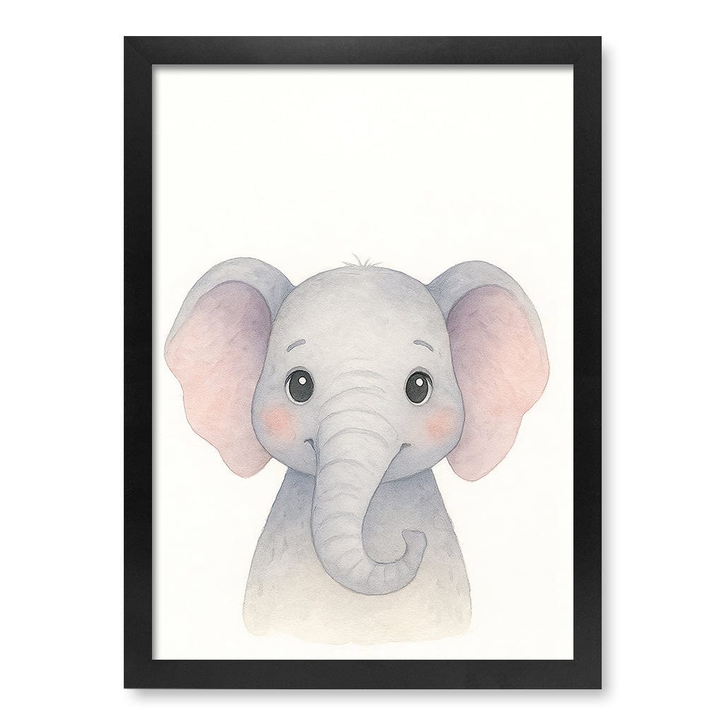 Animal Friends Elephant Children's Wall Art Print A3 (29.7 x 42cm) / Matte Black Frame / No Border from our Australian Made Framed Wall Art, Prints & Posters collection by Profile Products (Australia) Pty Ltd