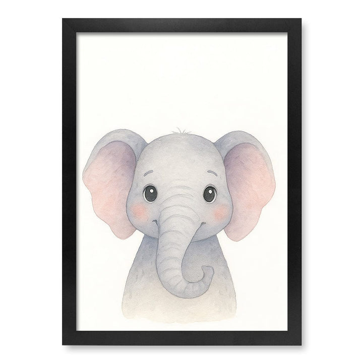 Animal Friends Elephant Children's Wall Art Print A3 (29.7 x 42cm) / Matte Black Frame / No Border from our Australian Made Framed Wall Art, Prints & Posters collection by Profile Products (Australia) Pty Ltd