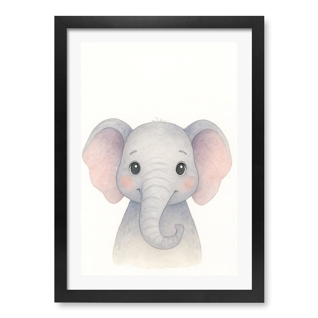 Animal Friends Elephant Children's Wall Art Print A3 (29.7 x 42cm) / Matte Black Frame / White Border from our Australian Made Framed Wall Art, Prints & Posters collection by Profile Products (Australia) Pty Ltd