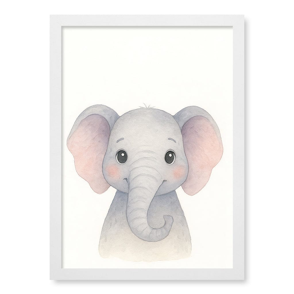 Animal Friends Elephant Children's Wall Art Print A3 (29.7 x 42cm) / Matte White Frame / No Border from our Australian Made Framed Wall Art, Prints & Posters collection by Profile Products (Australia) Pty Ltd